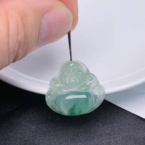 Exquisite Ice-Kind Floating Flower Jadeite Buddha Pendant - Lustrous and Serene