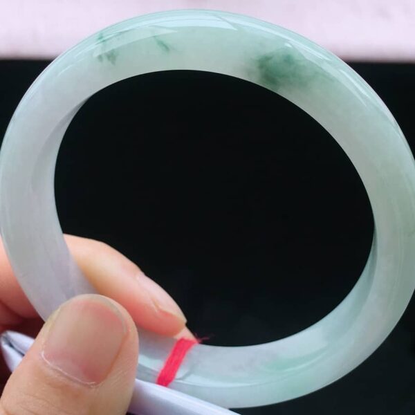 Perfect Natural Myanmar Icy Floating Flower Round Jadeite Bangle, size 57.8mm.