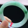 Perfect Natural Myanmar Icy Floating Green Round Jadeite Bangle, size 55.6mm.