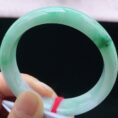 Perfect Natural Myanmar Icy Floating Green Round Jadeite Bangle, size 55.6mm.