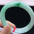 Perfect Natural Myanmar Icy Floating Green Round Jadeite Bangle, size 55.6mm.