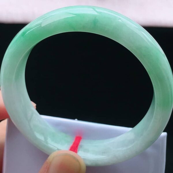 Perfect Natural Myanmar Icy Floating Green Round Jadeite Bangle, size 55.6mm.