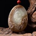 Perfect Natural Hetian Jade "Zodiac Dragon" pendant, 45mm, masterfully carved.