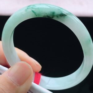 Perfect Natural Myanmar Icy Floating Flower Concubine Jadeite Bangle, size 53mm.