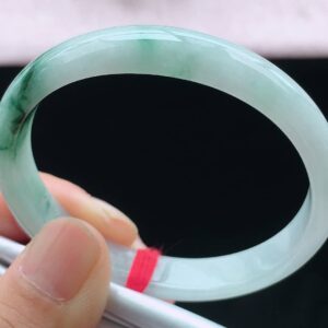 Perfect Natural Myanmar Icy Floating Flower Concubine Jadeite Bangle, size 53mm.