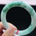 Perfect Natural Myanmar Icy Floating Flower Round Bar Jadeite Bangle, size 56.8mm.