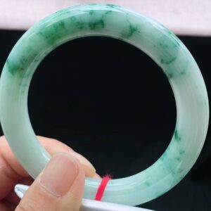 Perfect Natural Myanmar Icy Floating Flower Round Bar Jadeite Bangle, size 56.8mm.