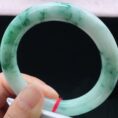 Perfect Natural Myanmar Icy Floating Flower Round Bar Jadeite Bangle, size 56.8mm.