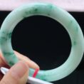 Perfect Natural Myanmar Icy Floating Flower Round Bar Jadeite Bangle, size 56.8mm.