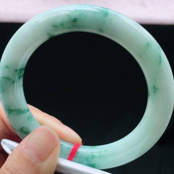 Perfect Natural Myanmar Icy Floating Flower Round Bar Jadeite Bangle, size 56.8mm.