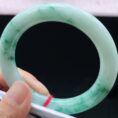 Perfect Natural Myanmar Icy Floating Flower Round Bar Jadeite Bangle, size 56.8mm.