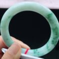 Perfect Natural Myanmar Icy Floating Flower Round Bar Jadeite Bangle, size 56.8mm.