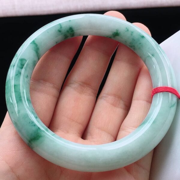 Perfect Natural Myanmar Icy Floating Flower Round Bar Jadeite Bangle, size 56.8mm.