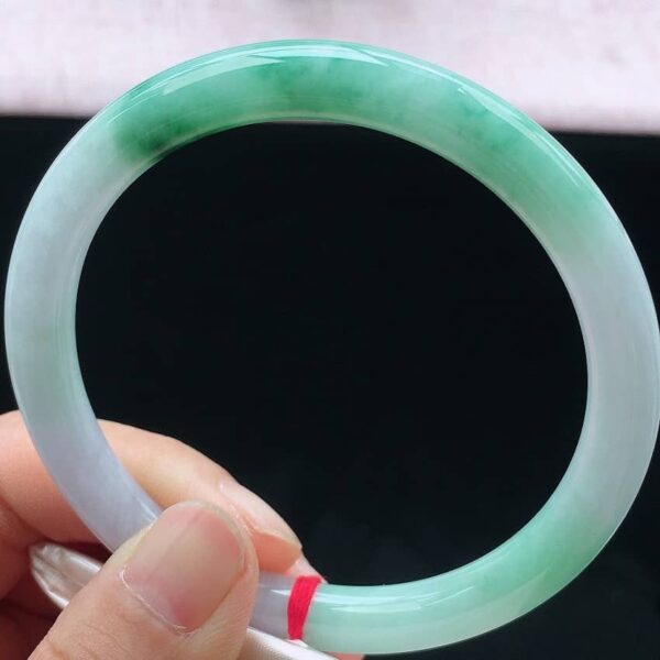 Perfect Natural Myanmar Icy Floating Green Round Jadeite Bangle, size 61.6mm.