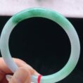Perfect Natural Myanmar Icy Floating Green Round Jadeite Bangle, size 61.6mm.