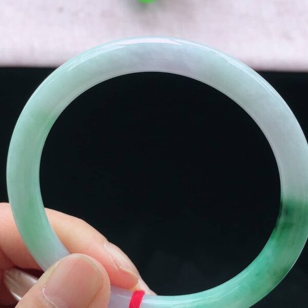 Perfect Natural Myanmar Icy Floating Green Round Jadeite Bangle, size 61.6mm.