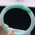 Perfect Natural Myanmar Icy Floating Green Round Jadeite Bangle, size 61.6mm.