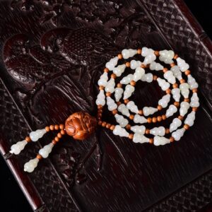 Perfect Natural Hetian Jade Mutton Fat Gourd Necklace & Multi-Wrap Bracelet (39g) (2)