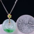 Perfect Natural Myanmar "Floating Green Doughnut" Jadeite Pendant 23.2mm in 18K gold.