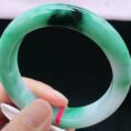Perfect Natural Myanmar Floating Green Round Jadeite Bangle, size 57mm.