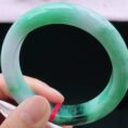 Perfect Natural Myanmar Floating Green Round Jadeite Bangle, size 57mm.