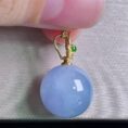 Perfect 18K Gold Lavender Floating Flower Jadeite Bead Pendant, 13.1mm, showcasing soft color and ethereal piao hua.