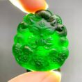 Perfect Natural Ink Jadeite Nine-Tailed Fox Pendant, showcasing its mysterious black color in normal light.