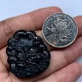Perfect Natural Ink Jadeite Nine-Tailed Fox Pendant, showcasing its mysterious black color in normal light.